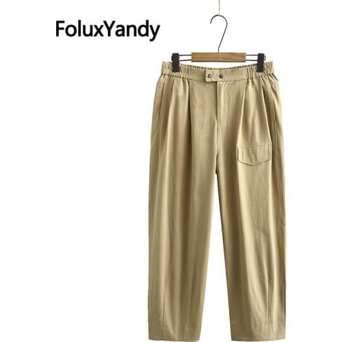 Pleated Womens Harem Pants Plus Size Loose Trousers Ankle-length Casual Pants XXXL 4XL KKFY4858