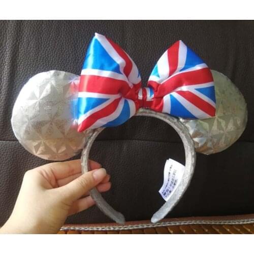 Disney Minnie mickey sequin United Kingdom EARS COSTUME Headband Cosplay Plush Adult/Kids Headband Gift