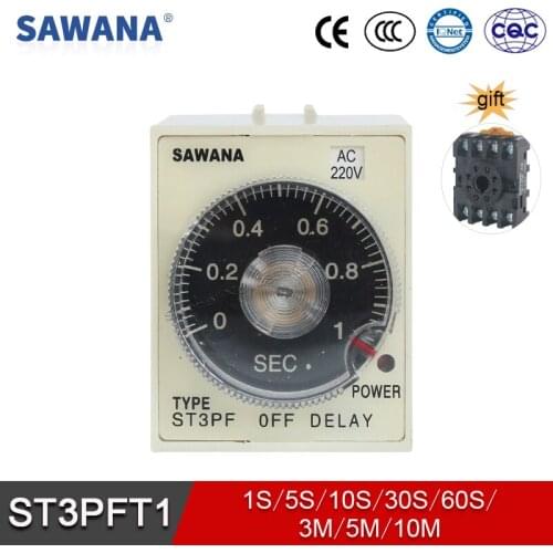 Time Relay Digital Timer AC220V 380V 110V DC 24V 12V Timer Relays OFF Delay SPDT with Base 1S 5S 3M 10M