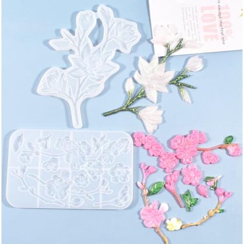 Crystal UV Epoxy Resin Mold Flower branch handmade creative decoration chocolate silicone mold Crafts Jewelry Making Tools