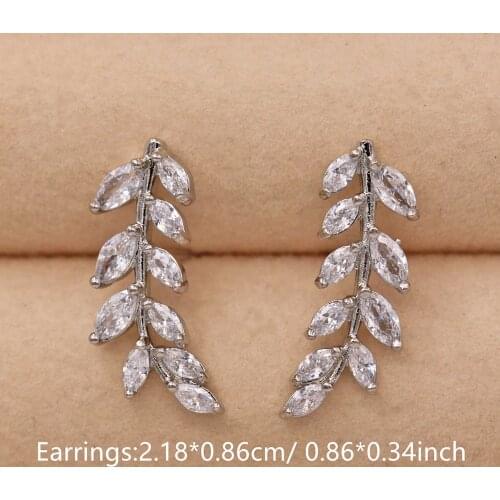 Trendy Gold Plated Copper Wheat ears Stud Earrings Zirconia For Women Fashion Jewelry Accessories Wedding Anniversary Gift