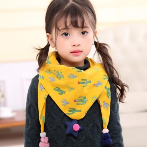 Wholesale Winter unisex kid triangle tassel Pendant Cotton scarf Boy And Girl baby neck warmer scarves soft handfeeling muffler