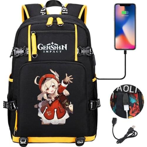 Game Genshin Impact Backpack Schoolbag Shoulder Laptop Bag Anime USB Travel Backpack Bookbag