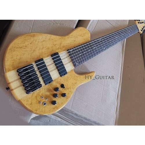 In Stock-7 Strings Natural Neck Through Body Electric Bass with Rosewood Fretboard,24 Frets
