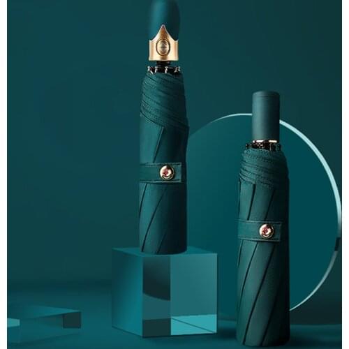 High Quality Automatic Umbrella Rain Women Three-folding Umbrella Windproof Pure Color Umbrella Female Waterproof parasol