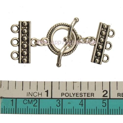 Clasps for multilayer chains bracelets silver 3 hole single necklaces toggles hooks fashion wholesales jewelery material 15 sets