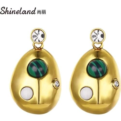 Shineland Vintage Irregular Geometric Drop Earrings 2020 High Quality Statement Crystal Brincos for Women Classic Jewelry Gift