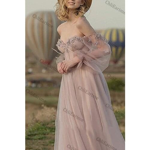 Women Vintage Ball Gowns Tulle Formal Prom Evening Dress Puffy Long Sleeve Sweetheart Princess Wedding Dresses