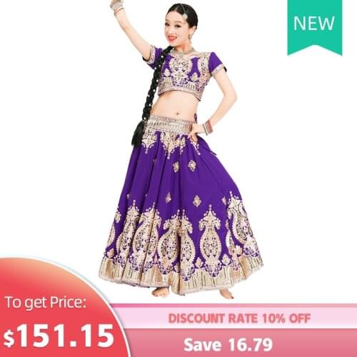 Indian Dancing Top Lacing Skirt Veil Shorts Sari Set Women Adult Belly Oriental Dancing Performance Clothes Stage Garments