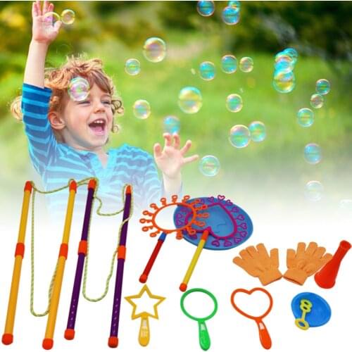 11pcs Bubble Wands Set Blowing Bubble Tool Soap Bubble Maker Blower Big Bubble Dish Outdoor Without Water Shape Toy Bubble Maker