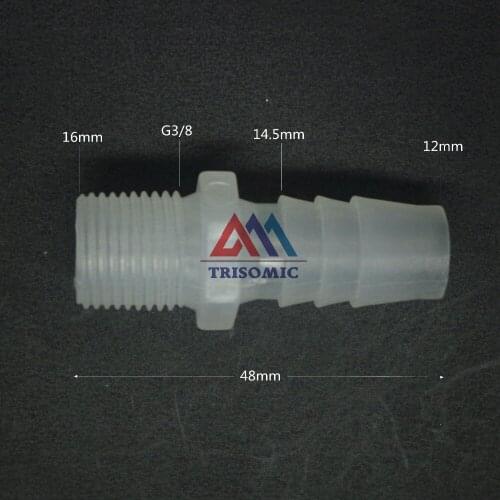 12mm-G3/8 Straight Connector Plastic pipe Fitting Barbed Connector with thread Material PP Fish Tank Airline Aquarium