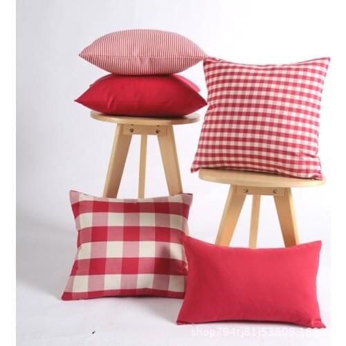 30X45/40/45/50/60/70cm cotton linen red white plaid cushion cover decorative striped throw pillowcase sofa red pillow cover