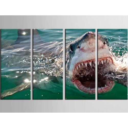 5 pieces Framed Wall Art Picture Gift Home Decoration Canvas Print painting beautiful Shark series canvas prints wholesale