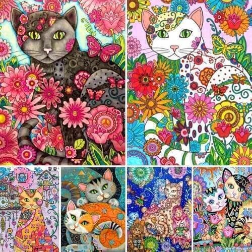 5D DIY Diamond Painting Landscape Flowers Cat Cross Stitch Full Drill Square Embroidery Mosaic Art Picture of Rhinestones Decor