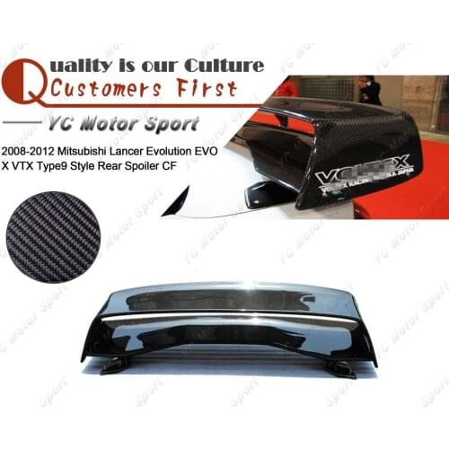 Car Accessories Carbon Fiber VTX Type9 Style Rear Spoiler Fit For 2008-2012 Evolution 10 EVO X Trunk GT Wing