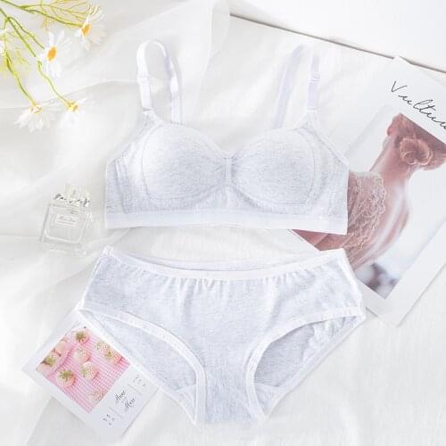 Young Girls First Training Bra + Panties Teenage Sport Puberty Girl Underwear Teen Child Fitness Bra Youth Small Breast Bra Tops