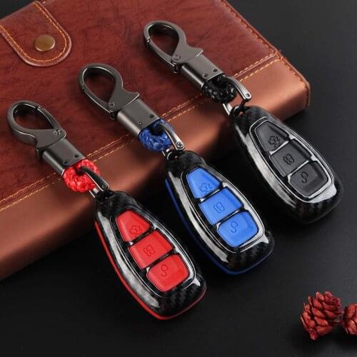 3 Buttons Carbon Fiber Remote Key Case Cover Protect Car Shell Skin For Ford Focus Fiesta Kuga C-Max Galaxy