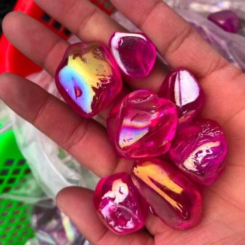 Colored galvanized pink heals reiki polished crystal attacks