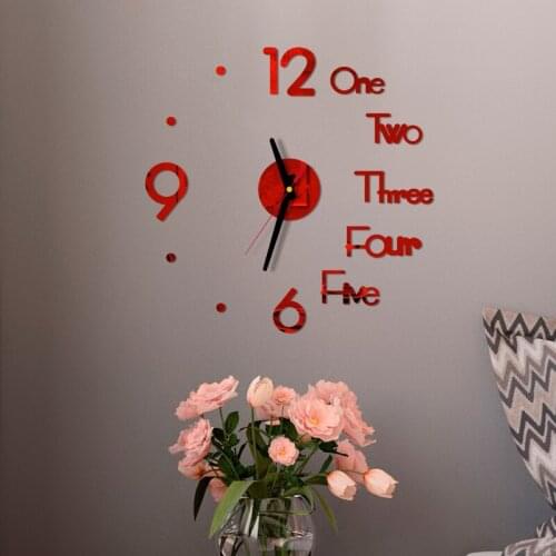 DIY Wall Clock 3D Mirror Surface Sticker Home Office Decor wall clock