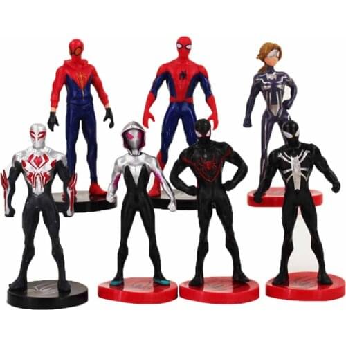 7Pcs/Lot 10cm Marvel Spiderman Figure Toy Superhero Spider Woman Venom PVC Model Doll Gift for Kids