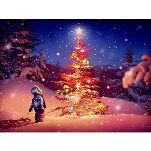 Diamond Mosaic Landscape Picture Rhinestones 5D Diamond Embroidery Christmas Tree Painting Cross Stitch Wall Art