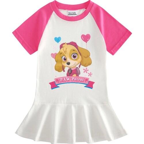 Baby Girls Paw Patrol Pattern Skirt T-Shirt Children Kids Summer Free Match Casual Clothes Lovely Party Wear