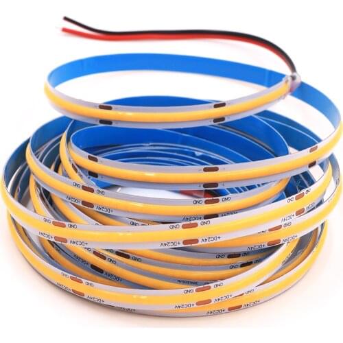 DC 12V 24V COB LED Strip High Density Flexible LED Ribbon Tape 384/528 LEDs/M Linear Led Light Strip 0.5M/1M/2M/3M/4M/5M