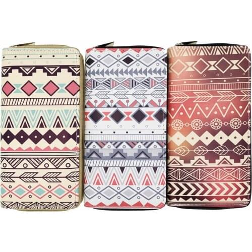 KANDRA New Vintage Leather Wallet Lady Boho Zipper Purses Coin Pocket Multiple Cards Holder Daily Clutch Long Standard Wallets