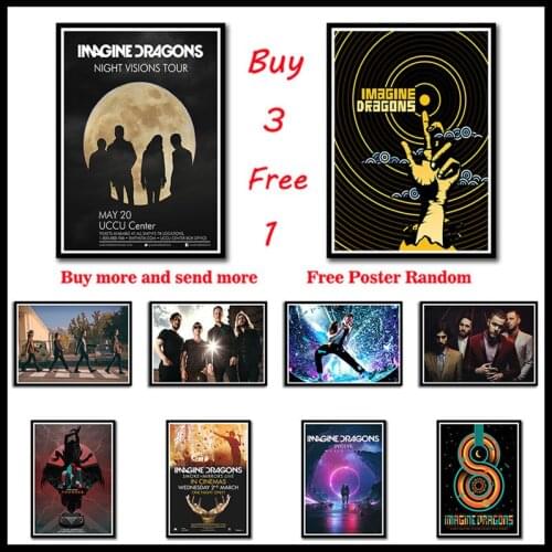 Imagine Dragons White Coated Paper Poster Music Wall Art Picture for Living Room Home Decor Frameless
