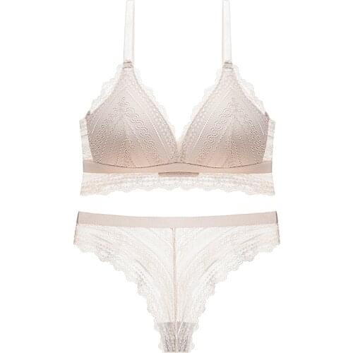 Underwear Women Set Lace Thongs Ensemble Feminina Wire Free Sexy Bra and Panty Set Ladies Undewear & Sleepwears 34 36 38 40 42