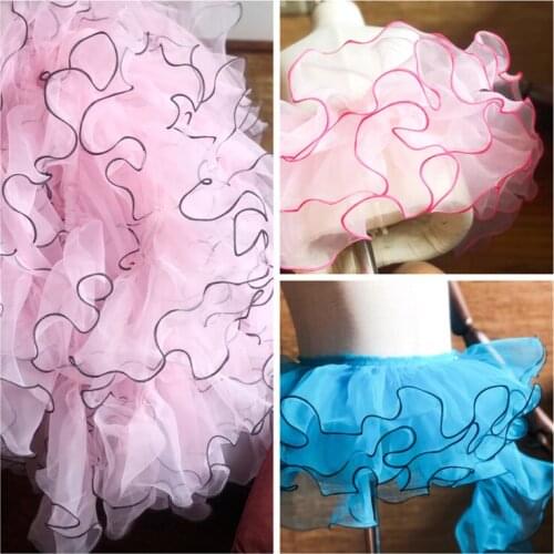 5Yards Pleated Lace Trim Bubble Skirt Ruffle Organza Lace Ribbon Pleated Lace Fabric Accessories Tutu Lace Wedding Decortion