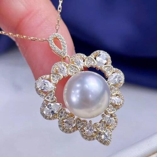 Heart Shape 925 Sterling Silver Pendant Mountings Findings Settings Jewelry Fittings Women Accessories for Pearls Beads Stones