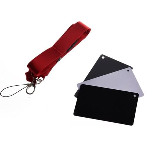 Hot-3-in-1 Digital 18% Gray / White / Black Card Set White Exposure Balance+Strap