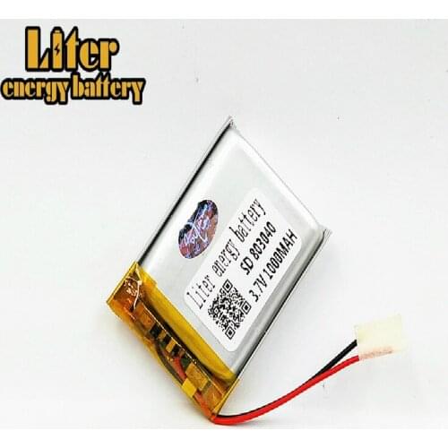 Best Li-Po Rechargeable battery 3.7V polymer lithium batteries 803040 For MP4 MP5 GPS Camera Tablet PC 1000mAH intercom