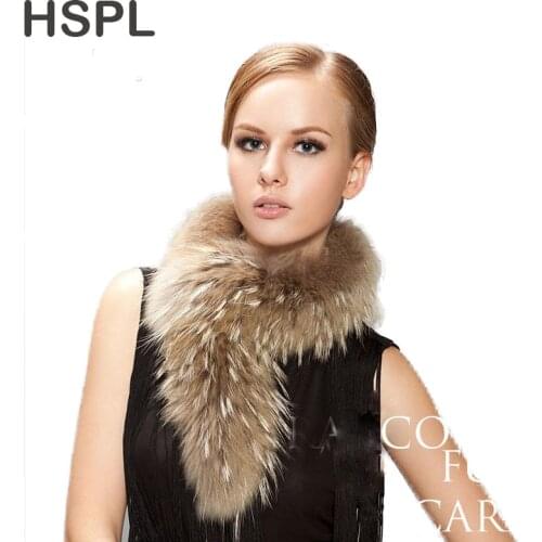 HSPL 2021 Fashion Genuine raccoon fur scarf Can used as hood trim Winter scarves for men and women