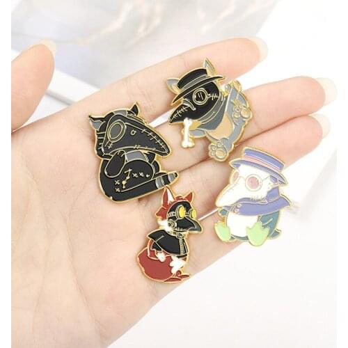 Cartoon Custom Beak Face Brooches Plague Doctor Enamel Pin Badge for Bag Lapel Pin Buckle Jewelry Gift for Nurse Friends