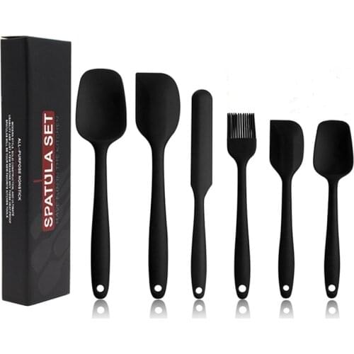 6pcs Silicone Spatula Set Heat Resistant No-Stick Cream Scraper BBQ Brush Kitchen Cooking Utensils Flexible Scraping Baking Tool