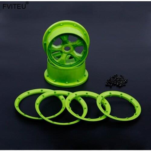 FVITEU High strength Nylon wheel hubs and beadlocks set fit 1/5 Losi 5ive T Rovan LT/SLRT Baja 4WD KingMotor x2