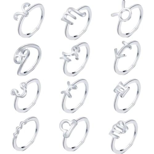 2021 New Korea Vintage 12 Pcs/Set Twelve Constellation Joint Ring Set for Women Girls Trendy Jewelry Gift