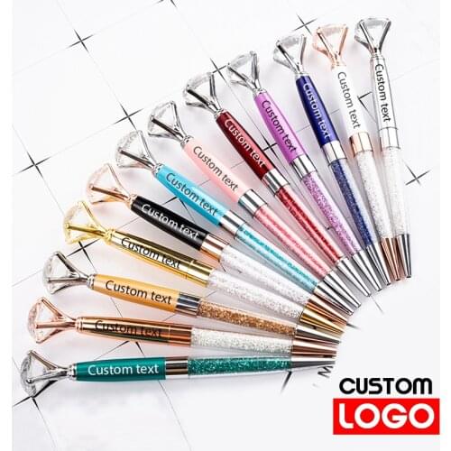New Creative Big Diamond Pen Ballpoint Pen Business Advertising Pen Gift Pen Wholesale Crystal Pen Custom Logo Lettering Name