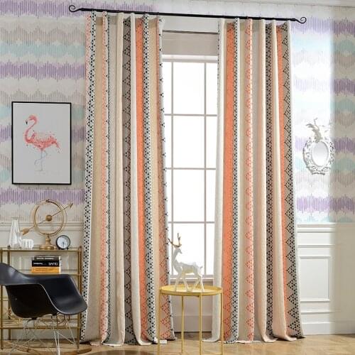 New Triangle Printing Curtain Modern Simple Cotton and Linen Jacquard Curtain New Chinese Style Curtains for Living Room Bedroom