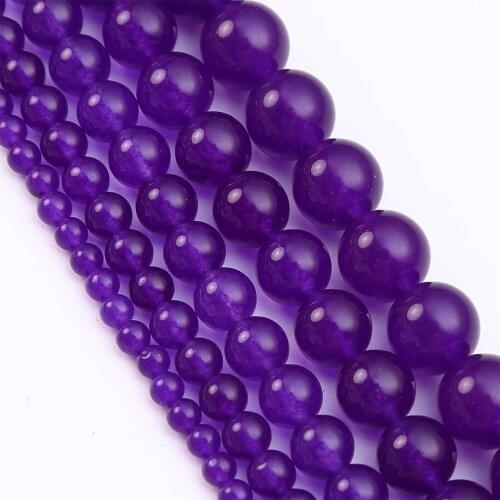 Wholesale Deep Purple Jades Natural Stone Beads Round Loose Beads for Jewelry Making 4 6 8 10 12 14mm DIY Bracelet