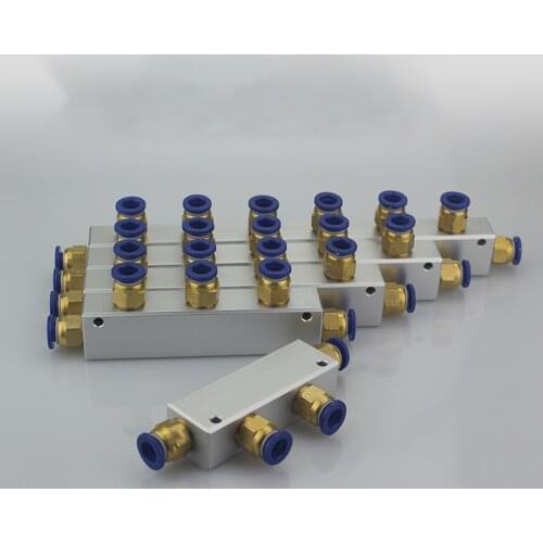 With 8mm Push In Coupler 2 3 4 5 6 7 8 9 10 Ways Pneumatic Solid Aluminum Air Manifold Block Splitter 20x25mm WxH