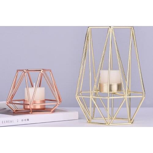 Nordic Style Wrought Iron Geometric Candle Holders Home Decorate Metal Crafts candlestick candelabros de velas Holder mesa
