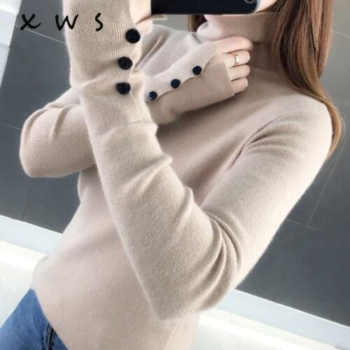 Casual Autumn Winter Basic thick Sweater pullovers Women turtleneck Solid Knit Slim Pullover female Long Sleeve warm Sweater