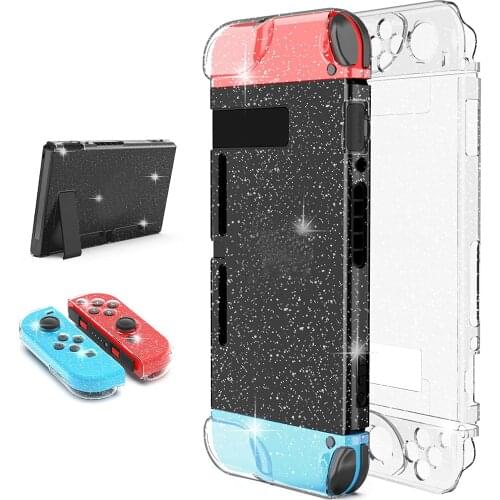 Clear Glitter Hard Case Protective Cover Bling Shell for Nintend Switch NS Joy-Con Controller Crystal Transparent Full Protector