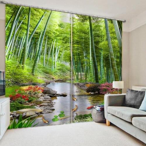 Luxury Blackout 3D Window Curtain For Living Room green bamboo curtains modern living room curtains