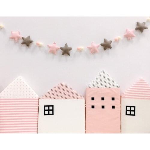 Nordic Handmade Wool Felt Balls & Star Garlands Kids Room Wall Decorations Cute Wedding Ornament Christmas Best Decor Gifts