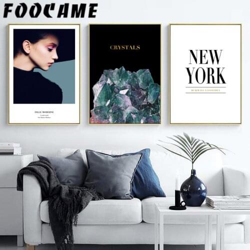 Modern Girl Crystal Fashion New York Poster Pictures Living Room Wall Print Decor Art Canvas Painting Nordic Home Decoration