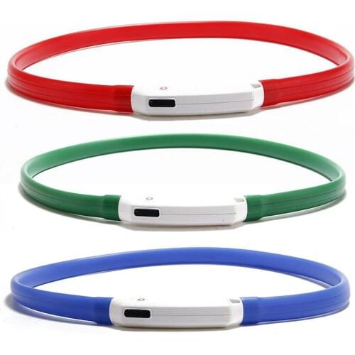 USB Charging Pet Dog Collar Rechargeable LED Tube Flashing Night Dog Collars Luminous Safety Puppy Cat Collar With Battery